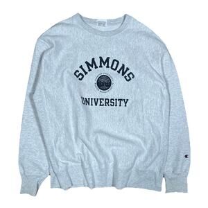 Champion Reverse Weave Simmons University Crewneck Sweatshirt Gray XL Vintage